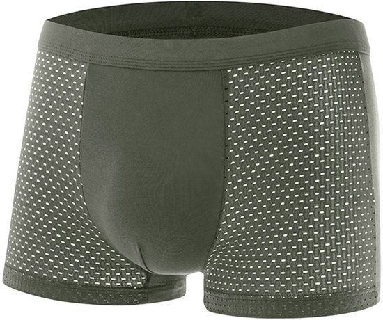 Boxershorts voor heren van bamboevezels, koel en dun ondergoed van ijzijde, naadloos en ademend, Groen,XXL