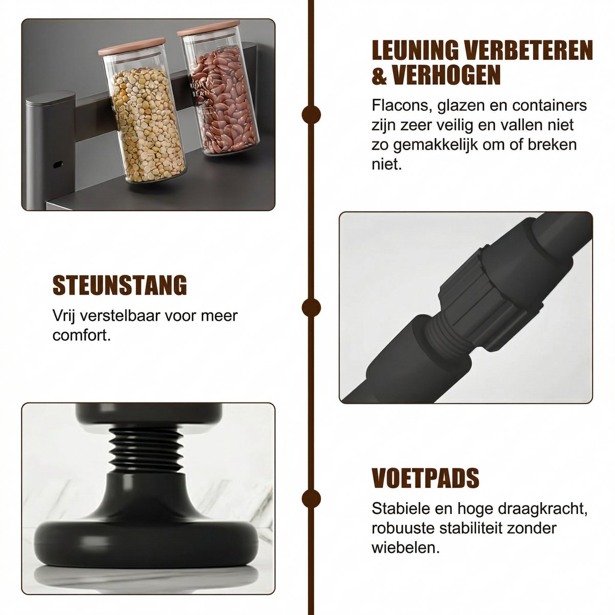 Uitschuifbaar Magnetron Rek – Koolstofstaal Keuken Organizer – Enkele Laag Opbergrek – Zwart — afbeelding 7