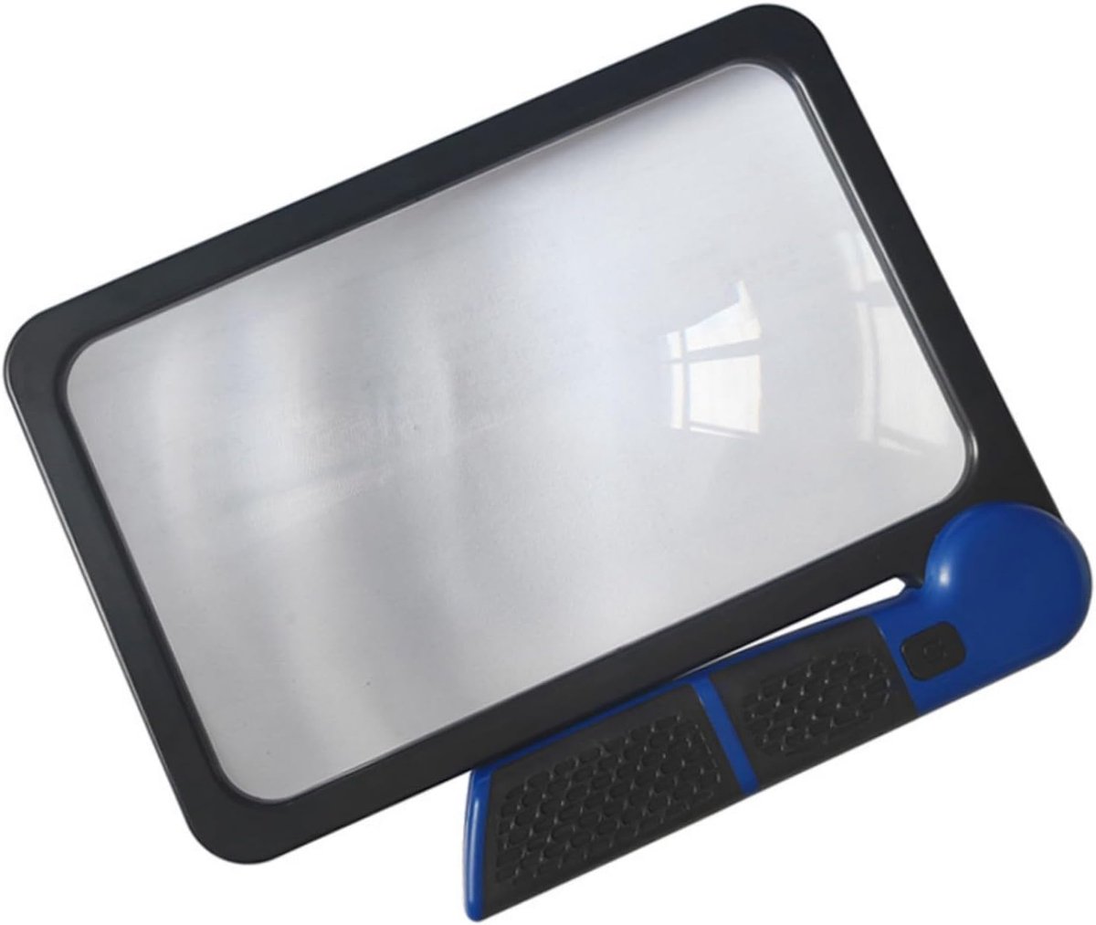 Draagbare vergrootglas, speciaal ontworpen voor senioren, met 5x vergroting, groot formaat en LED-verlichting, geschikt voor het lezen van boeken en in omgevingen met weinig licht (zwart en blauw).