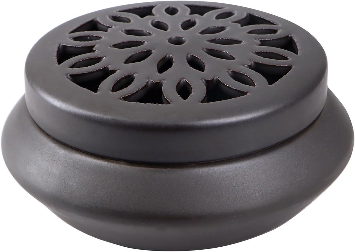 Ronde Vintage Porseleinen Wierookhouder met Metalen Deksel en Vuurvaste Basis voor Aromatherapie en Meditatie