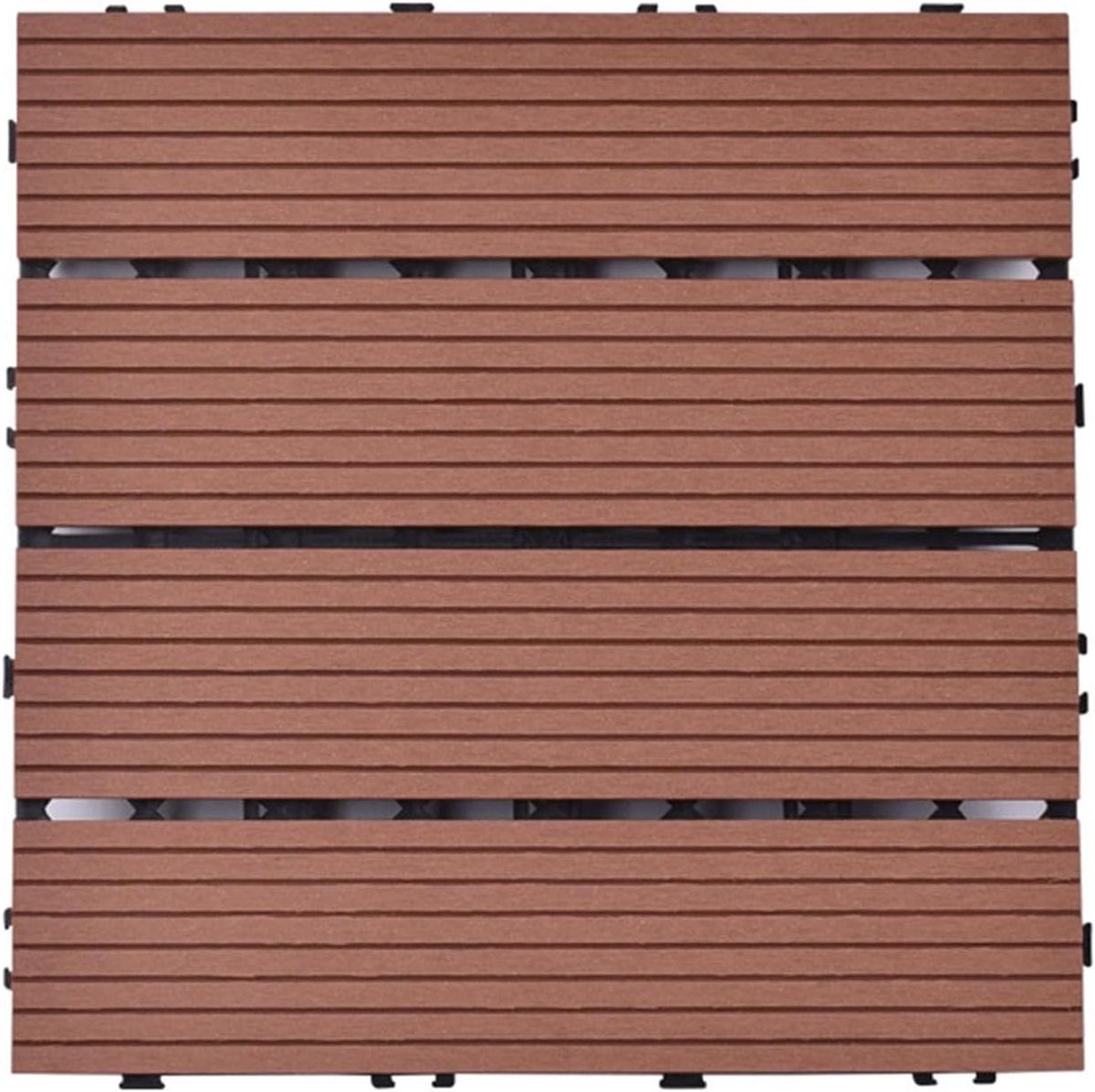 Terrastegels Hout Composiet - Opklikbare Vloer - Buiten Leven - In elkaar grijpend Systeem - 12 Stuks - Baksteenkleur