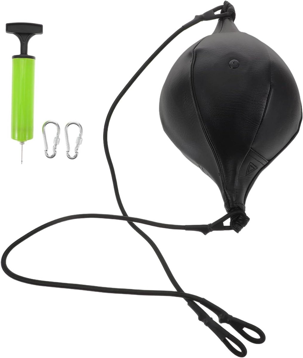 Boksbal Set - Snelheid bal - Coördinatie Training - Dubbelzijdig Ophangsysteem - 40x16x8 cm - Zwart
