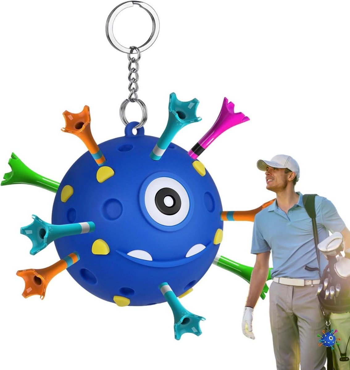 Golf Tee Houder - Tas Accessoire - Golfen Verbeteren - Zacht Siliconen Materiaal - Draagt 18 Tees - Blauw