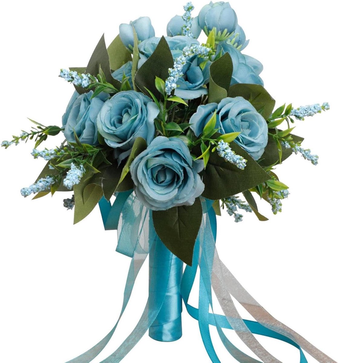 Kunstbloemen Boeket - Zijden Bloemen - Bruiloft Decoratie - Handgemaakt Ontwerp - 22 x 26 cm - Wit