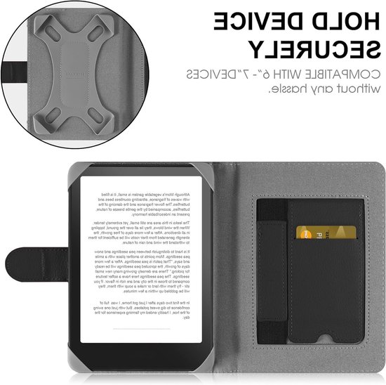 Universele leren beschermhoes voor 6.8" en 7" eReaders zoals Kobo Clara HD, Pocketbook en Sony, zwart, met optimale bescherming en stijl — afbeelding 5