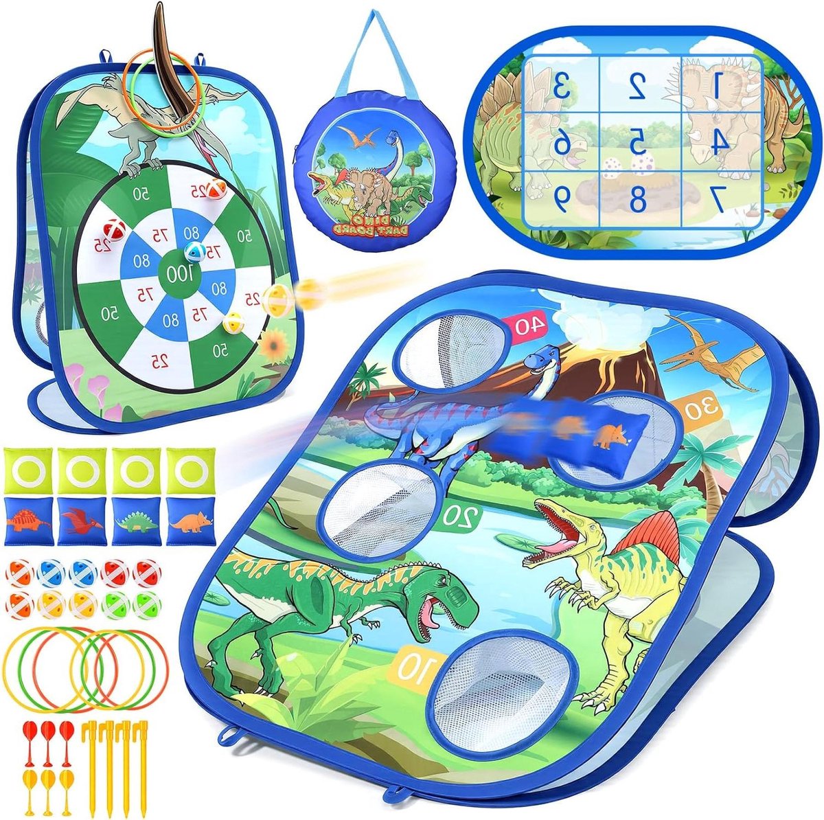 Werpspel Dinosaurus Eenhoorn - Buitenspel Kinderen - Buiten Spelen - 5-in-1 Spel - 29.8 cm - Roze