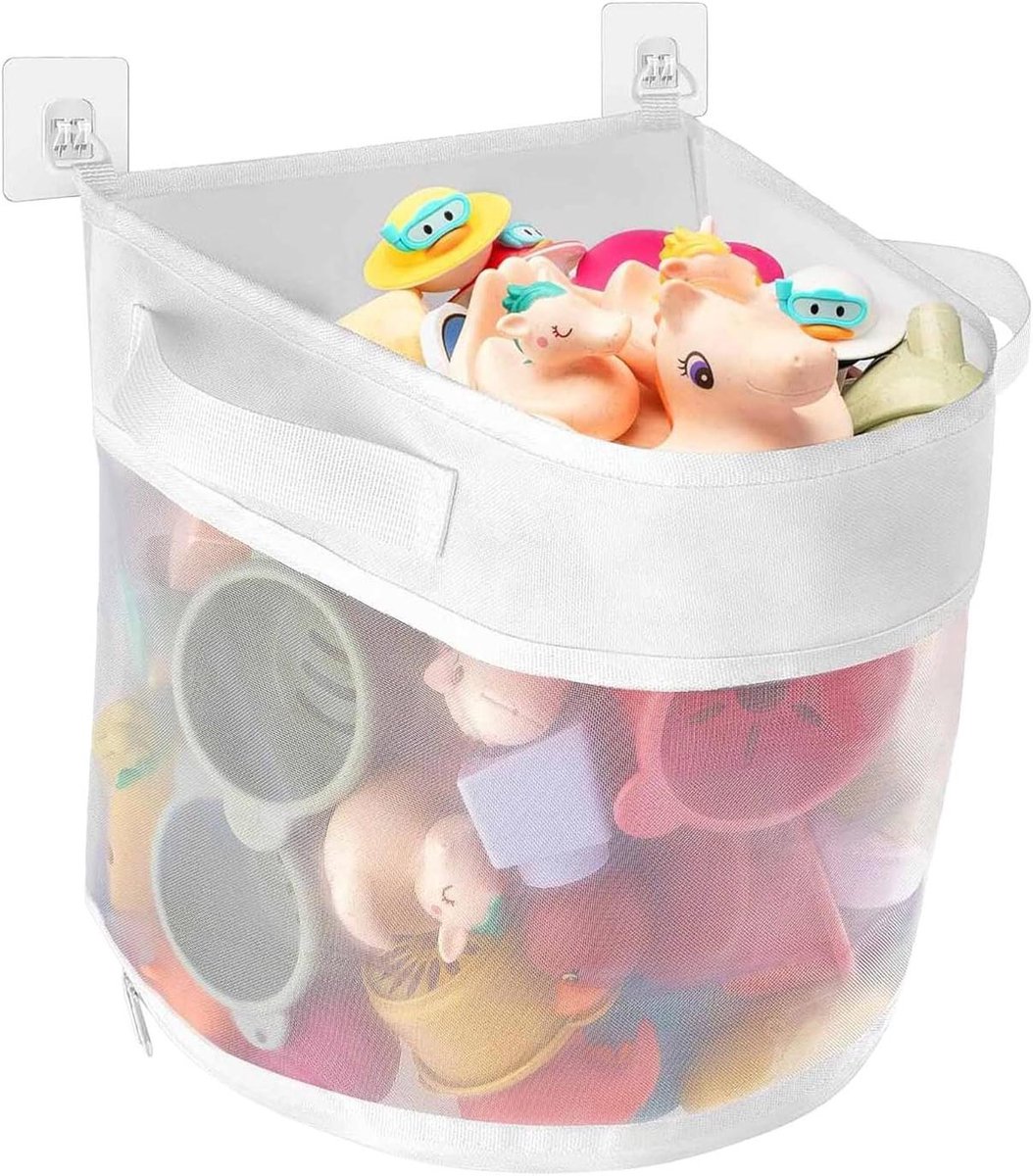 Badkamer Organizer - Speelgoed Net - Opbergen Bad - Snelle Droging - 17 x 16 cm - Wit