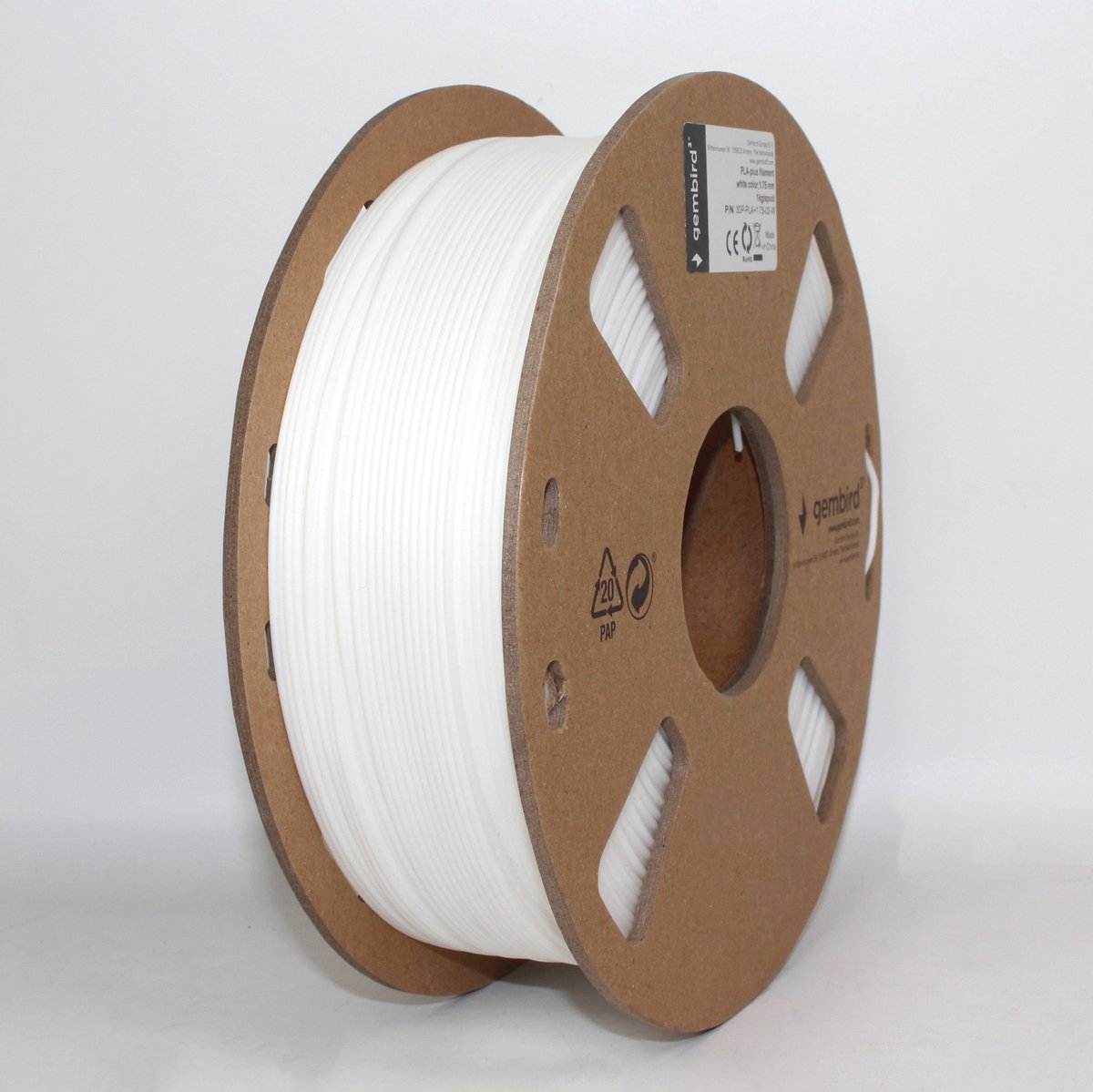 Gembird - PLA+ 1.75 Wit 1 kg - 3D Filament