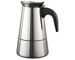 Cheffinger, Italiaans Koffiezetapparaat van RVS 9 Kopjes Inductie Compatibel voor Moka Koffie, Zilver