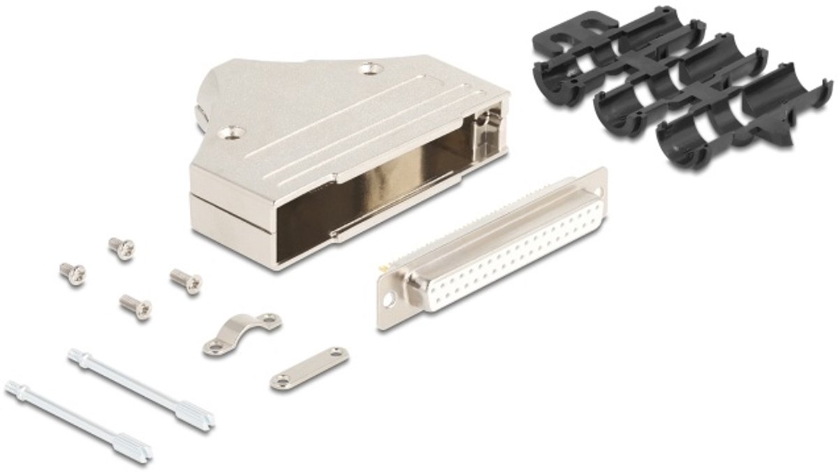 Delock Sub-D connector housing 37 pin metal including female connector and mounting material