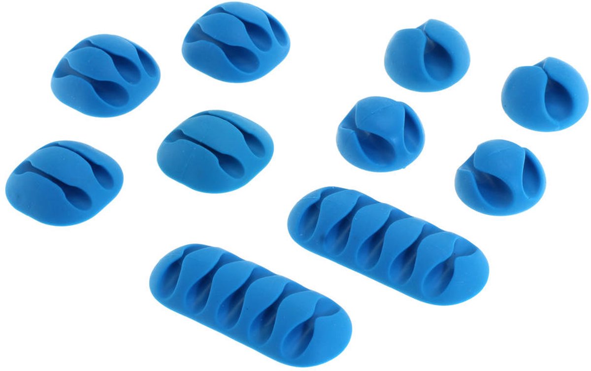 10 stuks zelfklevende kabelhouder kabelklemmen - Blauw