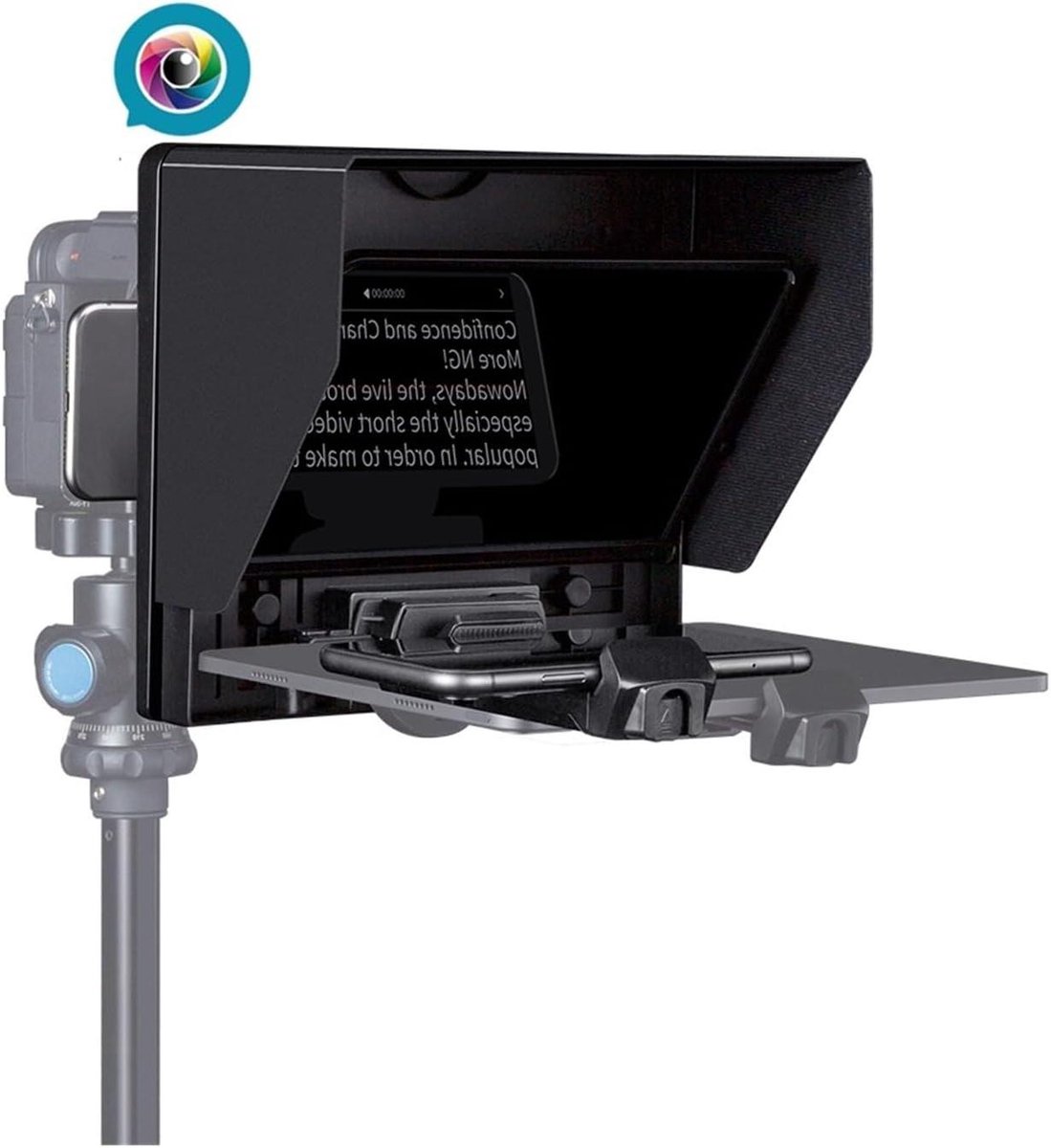 Inklapbare Teleprompter - Camera Hulp - Livestream Presenteren - Voor Telefoon Tablet - 10 Inch - Zwart
