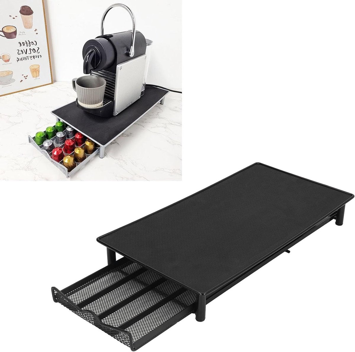Koffiepadlade - Capsule Houder - Keuken Organiseren - Ruimtebesparend Ontwerp - 40 Capsules - Zwart