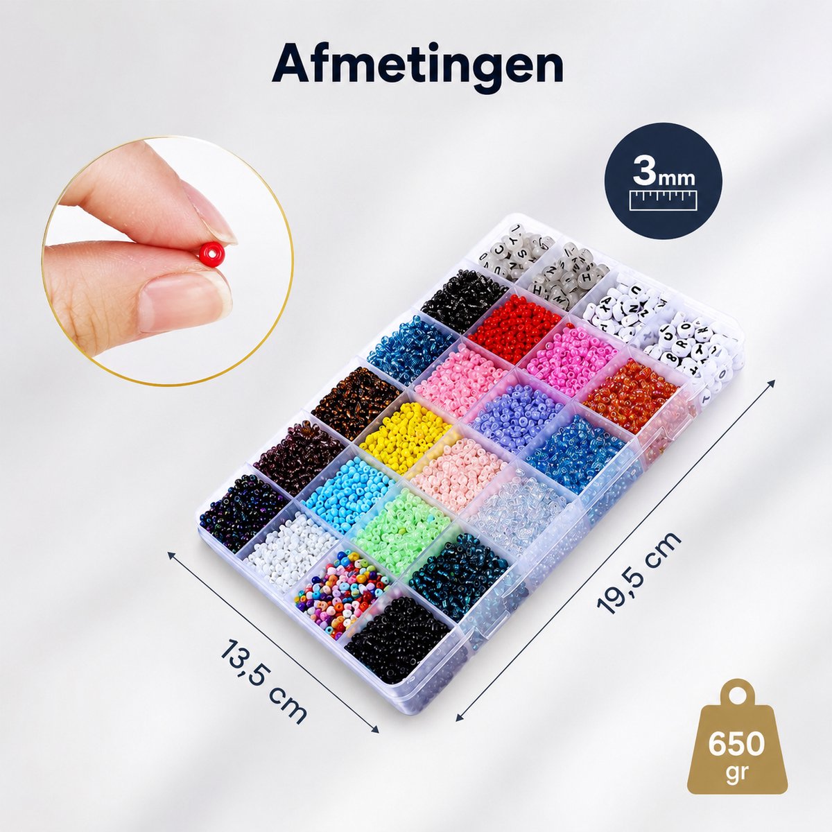 Behave Mega Kralen Pakket Ultimate — 15.083 Kralen — Glas 3 mm + Katsuki + Smileys + Klei + Letters + Rijgdraad — afbeelding 3