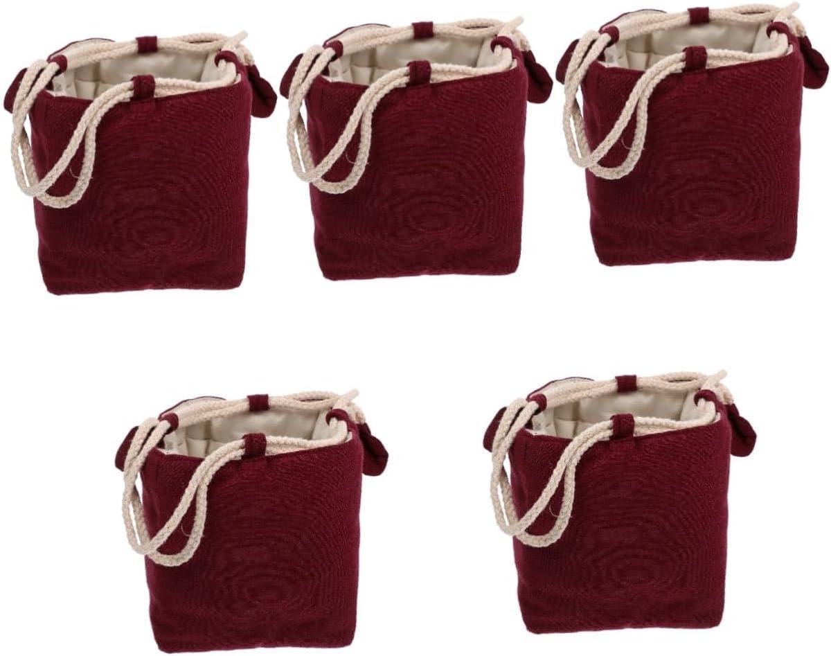 Theemuts Theepot - Opbergzak - Theeservies Vervoeren - Trekkoord Sluiting - 5 Stuks - Rood