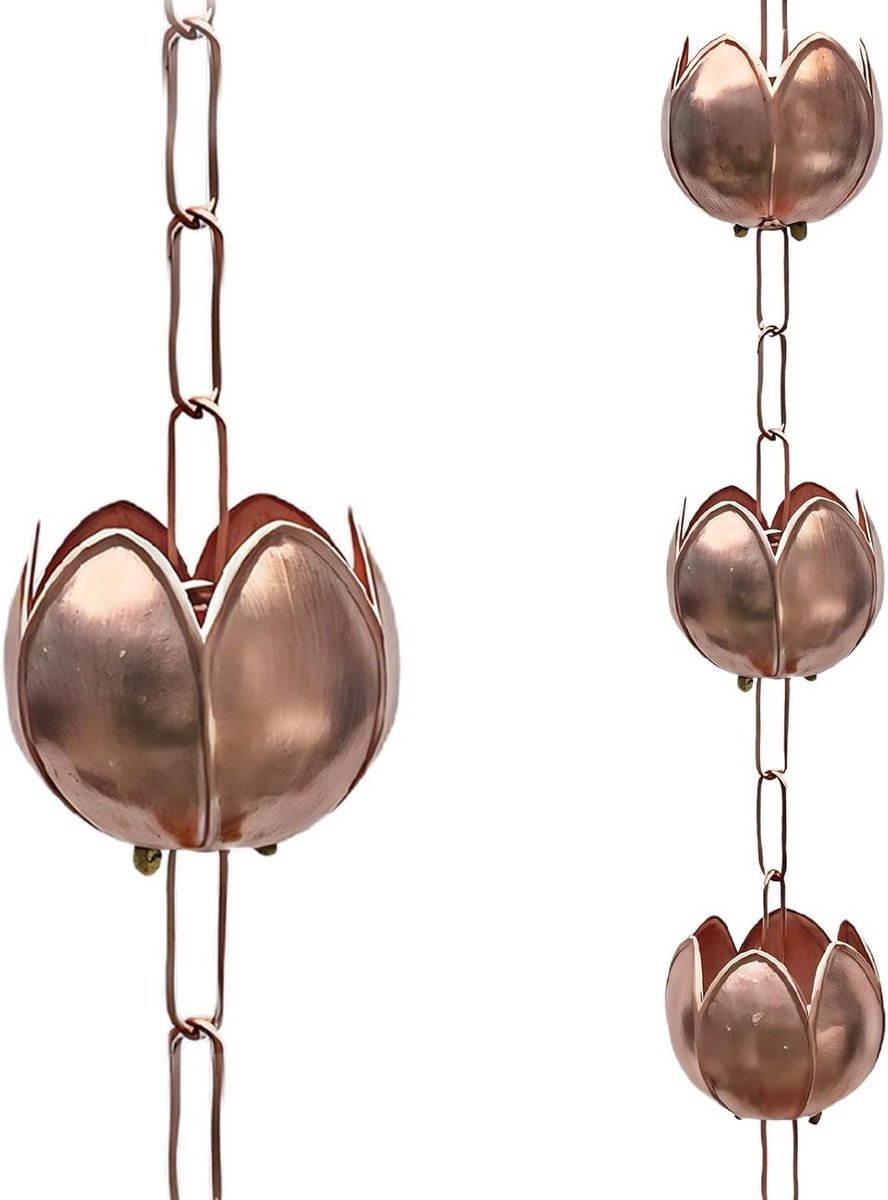 Regenketting - Waterafvoer - Decoratieve Tuin - Lotus Bloem Design - 394 Inch - Zwart