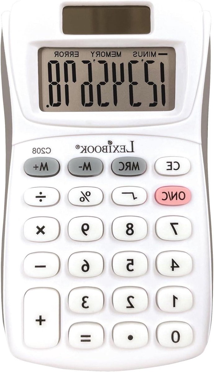 Zakrekenmachine - 8-cijferig apparaat - Basisberekeningen uitvoeren - Zonne-energie en batterij - Compact formaat - Wit/grijs
