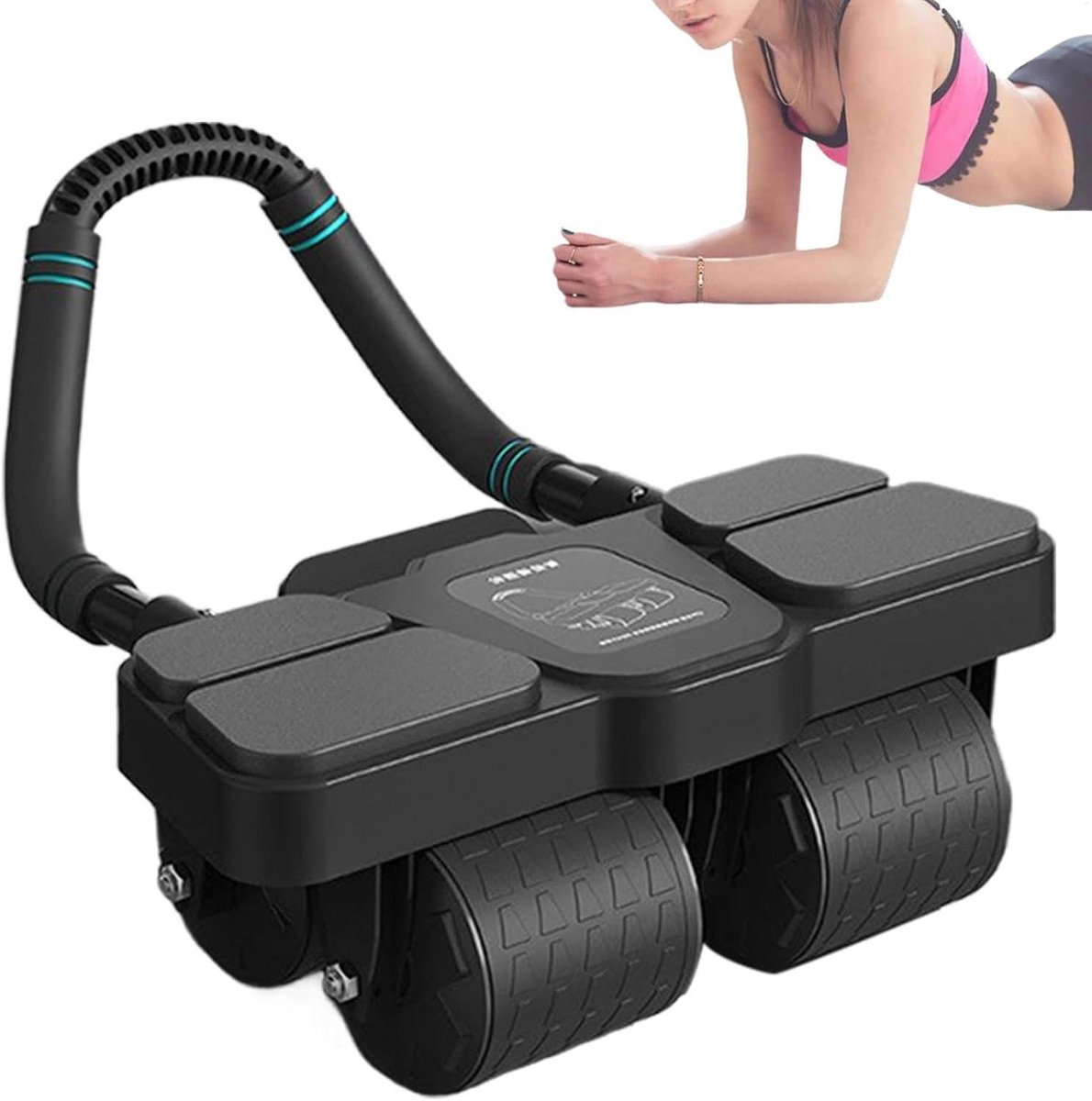 Buikspierroller - Core Trainer - Buikspieren Trainen - Automatische Terugslag - 39 x 24 x 14 cm - Zwart