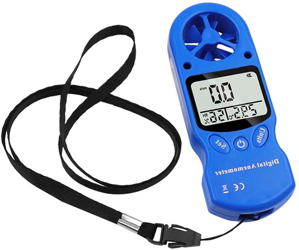 Digitale Handanemometer - Windsnelheidsmeter - Nauwkeurige Weermeting - Multifunctioneel Apparaat - 0.3-30 m/s - Blauw