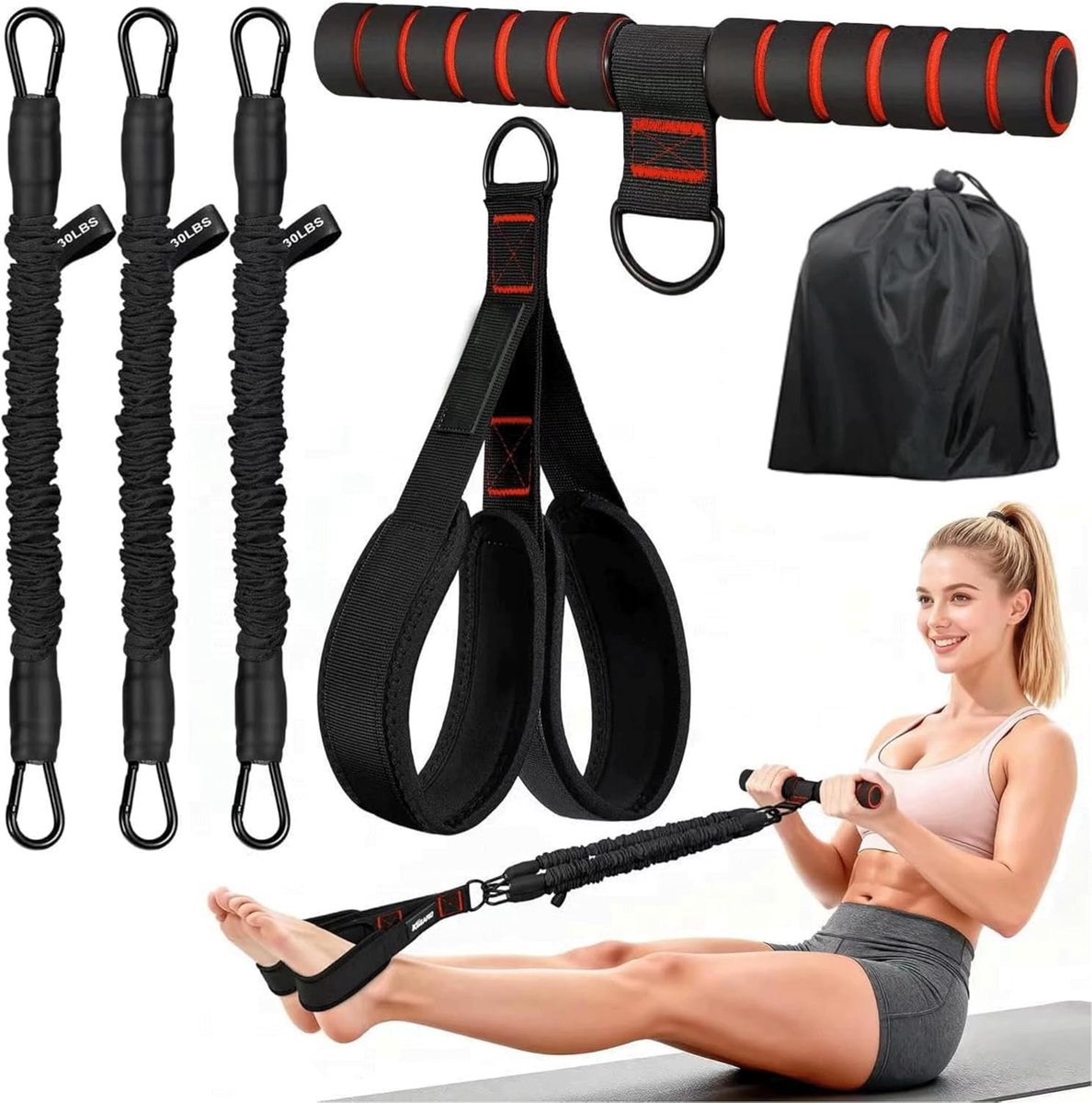 Buikspier Trainer - Fitness Set - Full Body Workout - Verstelbare Weerstand - 20 x 10 x 2 cm - Paars