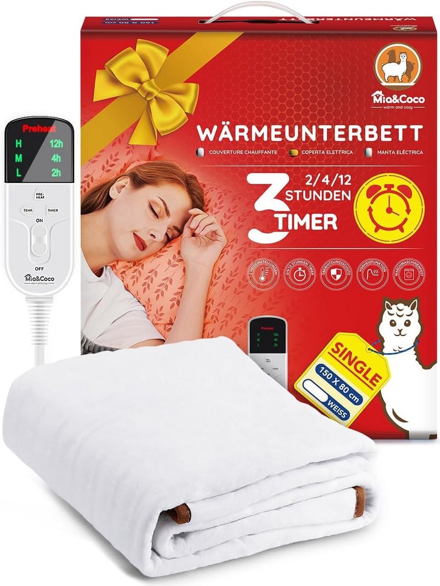 Elektrisch warmtedeken voor onder het bed (150 x 80 cm)