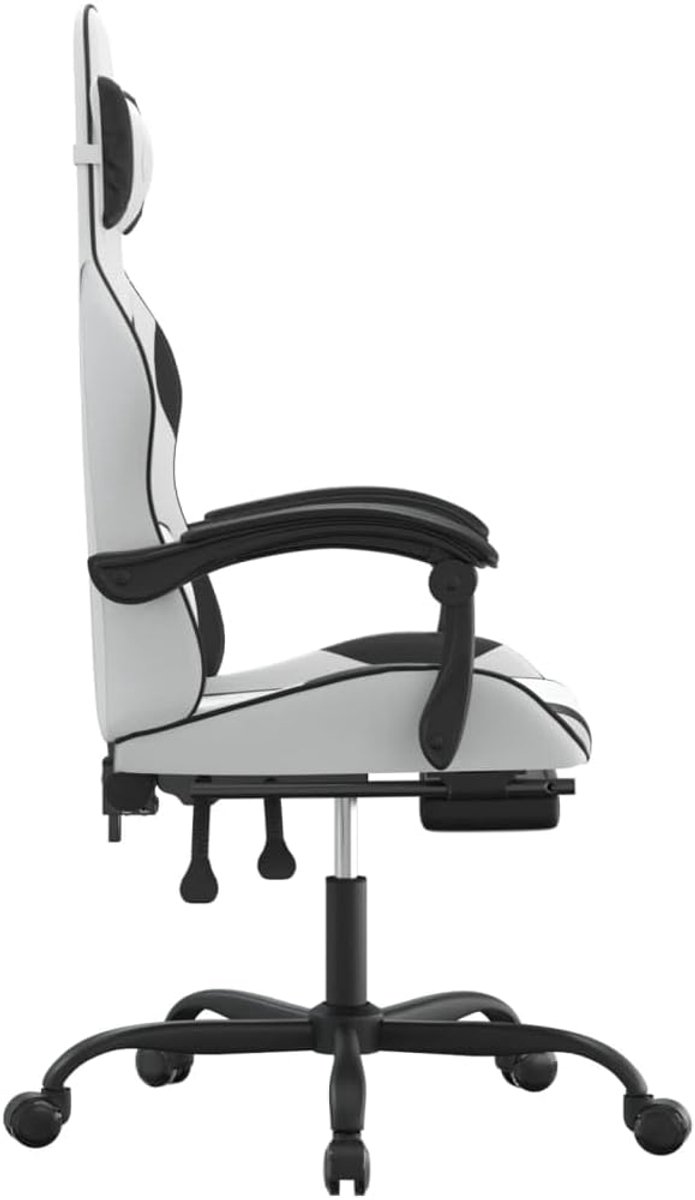 Gamingstoel - Game Stoel - Comfortabel Gamen - Met Voetensteun - Wit Zwart — afbeelding 4
