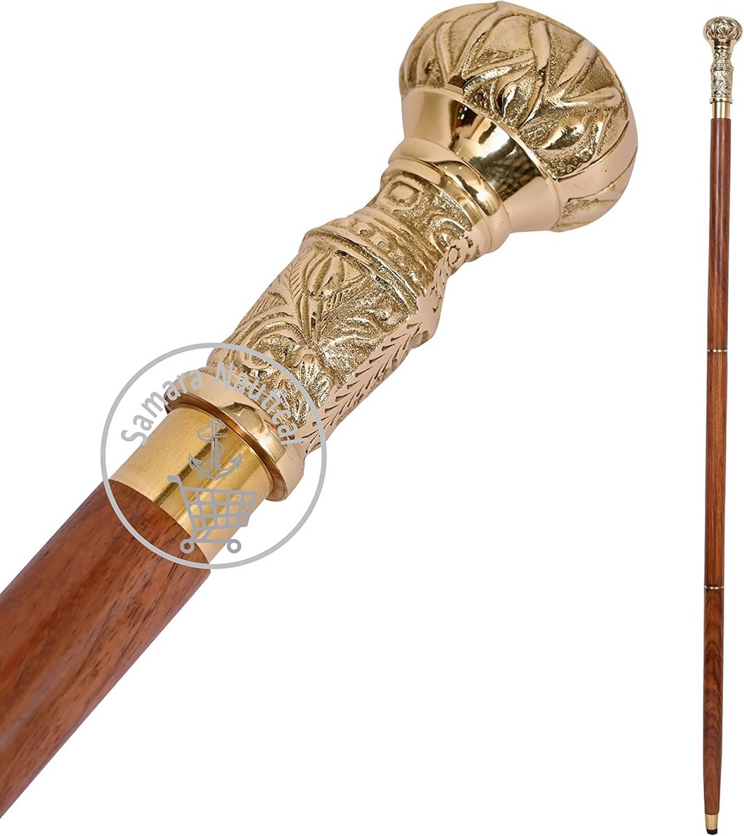 Duurzame Wandelstok met Messing Knop Handvat voor Stabiliteit en Stijl