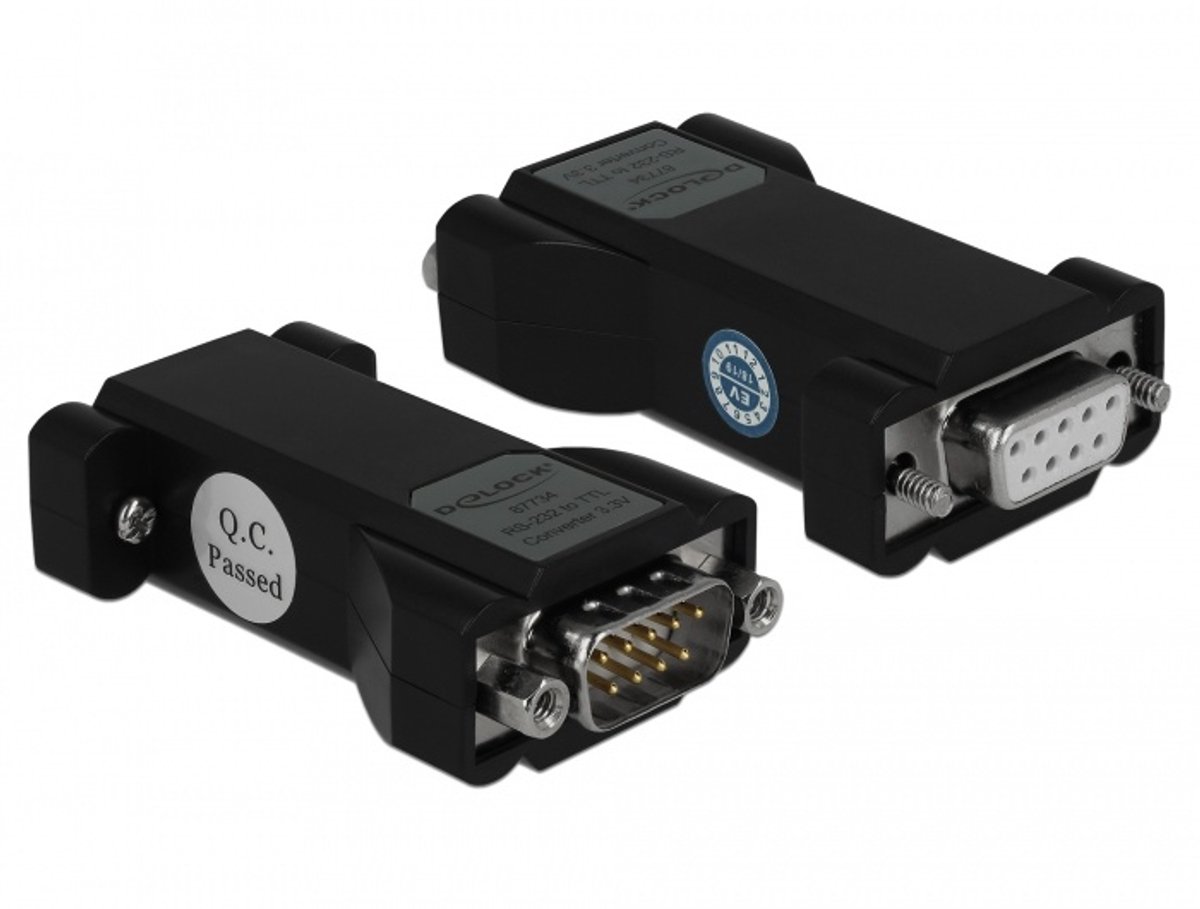 Delock Converter 1 x Serial RS-232 DB9 female to 1 x Serial LVTTL / LVCMOS 3.3 V DB9 male with ESD protection 3 kV and extended temperature range