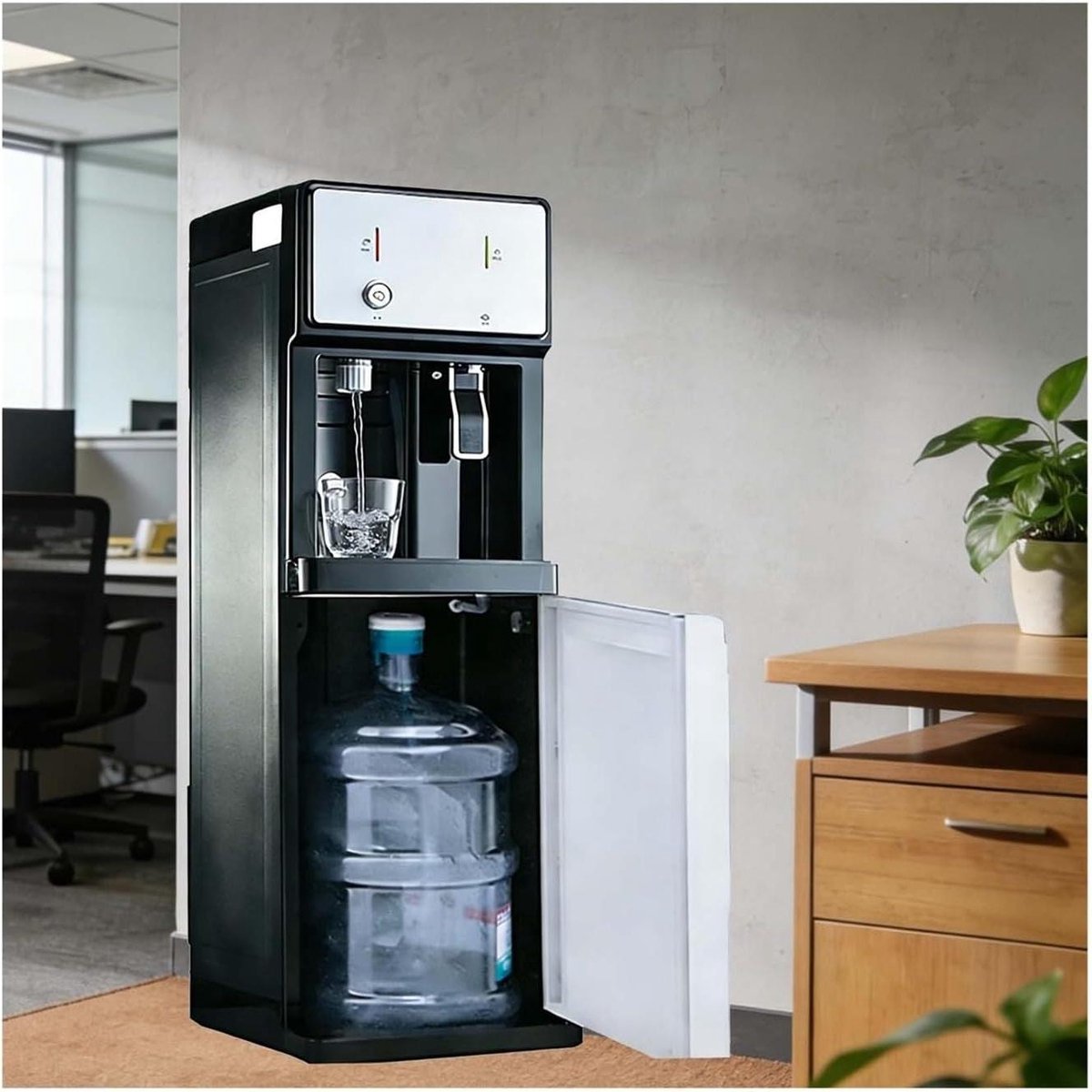 Waterdispenser Kantoor - Warm Koud Model - Dranken Bereiden - Onderlading Flessen - 105 x 31 x 31 cm - Zwart