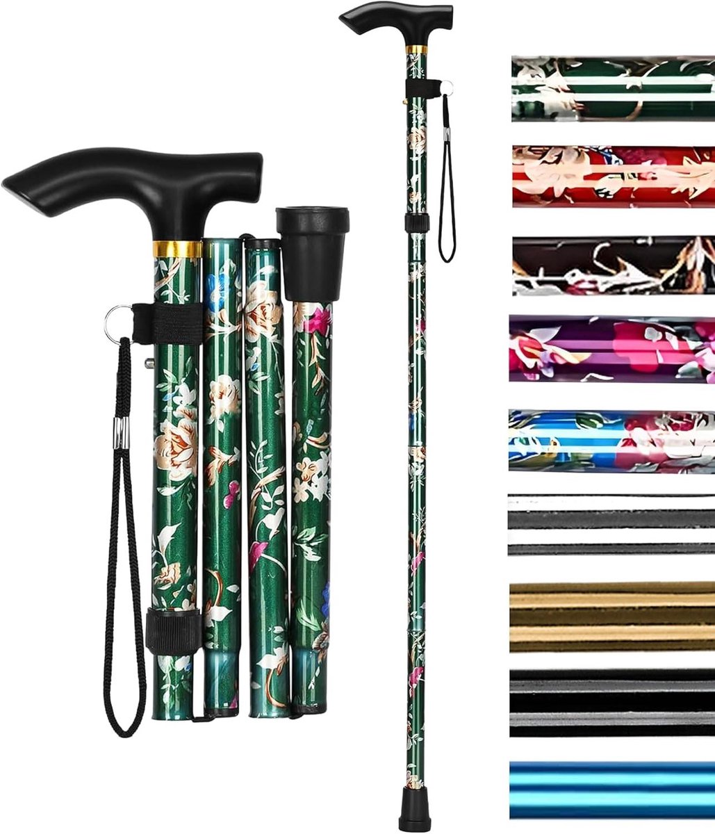 Wandelstok - Mobiliteitshulpmiddel - Ondersteuning Buiten - Verstelbaar en Opvouwbaar - 30 cm - Blauw