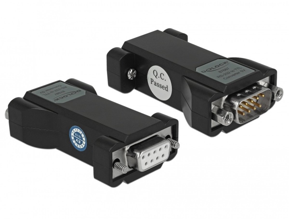 Delock Converter 1 x Serial RS-232 DB9 female to 1 x Serial TTL / CMOS 5 V DB9 male with ESD protection 3 kV and extended temperature range