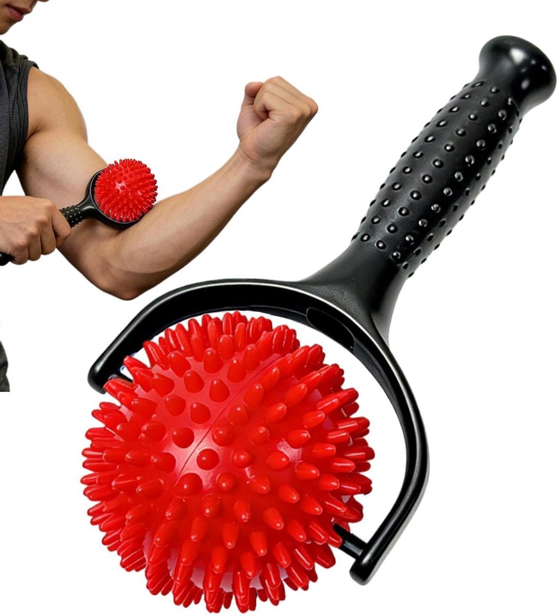 Spierroller - Handmatige ontspanner - Spierontspanning - Stekelige bollen - 20x11 cm - Zwart