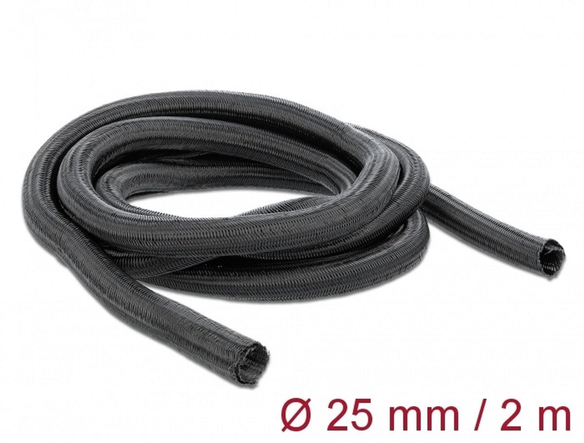 Gevlochten mouw Zelfcloseren 2 m x 25 mm zwart