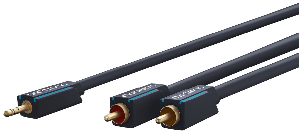 Clicktronic Stereo Tulp (m) - 3,5mm Stereo Jack (m) Kabel - Verguld - 5 meter - Zwart
