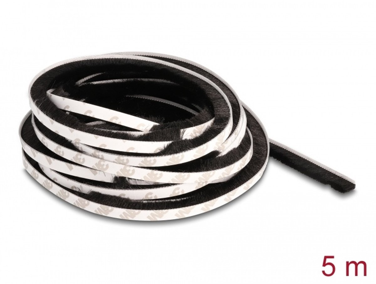 Borstelstrook deur- & raamafdichting zelfklevend 10 mm - lengte 5 meter zwart