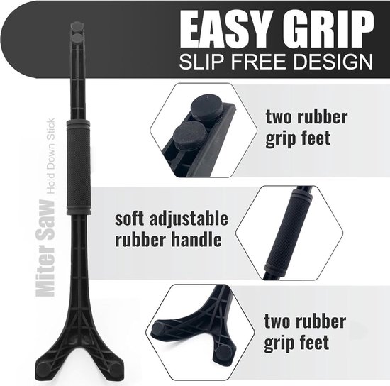 Boogvormige Duwstok - Houtbewerkingsgereedschap - Veilig Zagen - Antislip Rubberen Voetjes - 46 cm - Zwart — afbeelding 4
