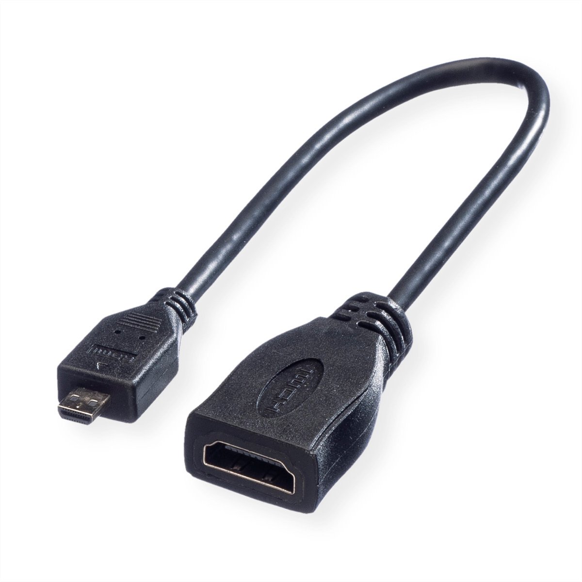 ROLINE HDMI High Speed Kabel mit Ethernet, HDMI F - Micro HDMI M 0,15m