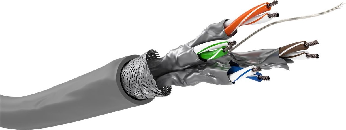CAT6 S/FTP 100 meter internetkabel op rol soepel grijs CCA - netwerkkabel