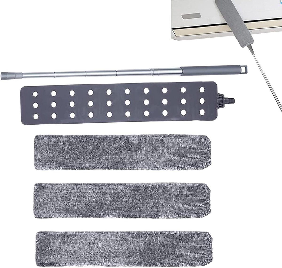 Platte Stofreiniger - Uittrekbare Plumeau - Moeilijk Bereikbaar Stof - Verstelbare Hoek - 40 cm - Meerkleurig