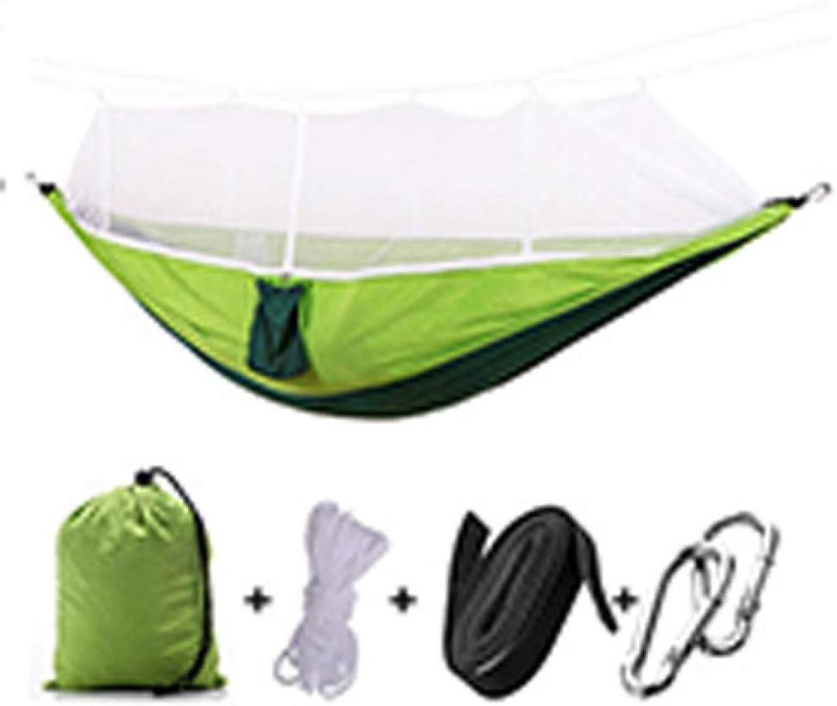 Dubbele Kampeerhangmat - Nylon Hangmat - Ontspannen Buiten - Met Klamboe - 26 Meter - Groen