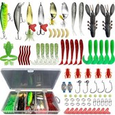 Multicolor vis aas kunstaas set unisex softbait plug spinner lepel lokazen met haken jigkoppen en opbergdoos voor baars forel en zalm vissen 84 delig