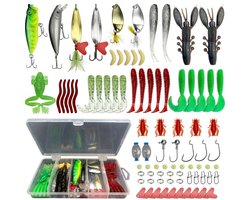 Multicolor vis aas kunstaas set unisex softbait plug spinner lepel lokazen met haken jigkoppen en opbergdoos voor baars forel en zalm vissen 84 delig