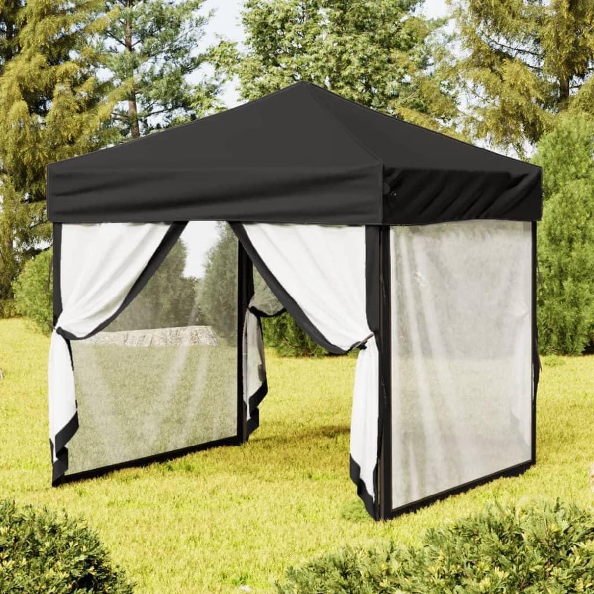 Opvouwbare Partytent - Tuintent Paviljoen - Feesten Organiseren - Waterafstotend Oxford Weefsel - 2 x 2 m - Zwart
