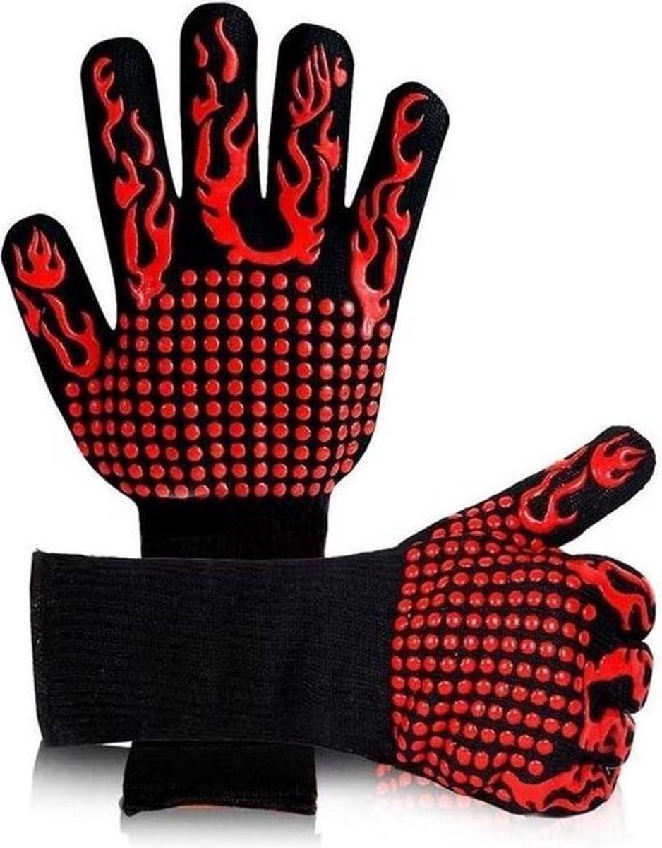 Oven & BBQ handschoen - BBQ handschoen ovenwant - Veilig koken - Dubbel gevoerd - 2 stuks - Zwart