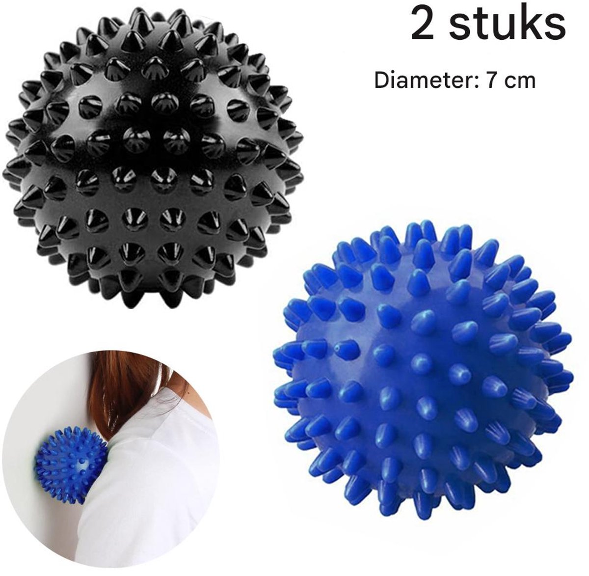 TOVBMUP Massagebal Fasciabal - Hoge druk acupressuurbal - Vaardigheidsegelbal - Stekelige massagebal hard - Massagebal met knop voor achterbenen voeten handen - 2 stuks