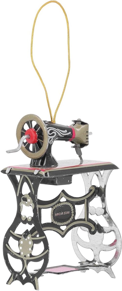 Vintage Zwarte Naaimachine Hangdecoratie, Kerstornament voor Naaien, Retro Naaimachine Versiering voor Feestdagen
