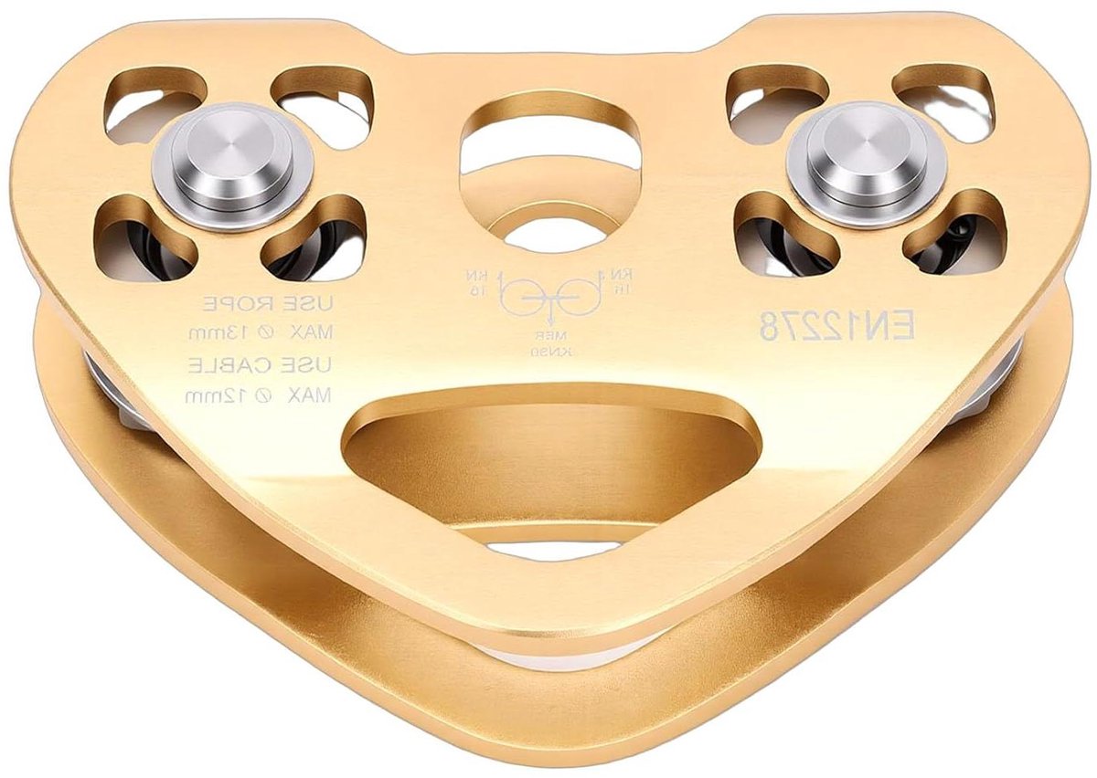 Zipline Katrol - Dubbele Tandem - Buitenactiviteiten Klimmen - 30KN Breeksterkte - Tot 13mm Touw - Aluminium