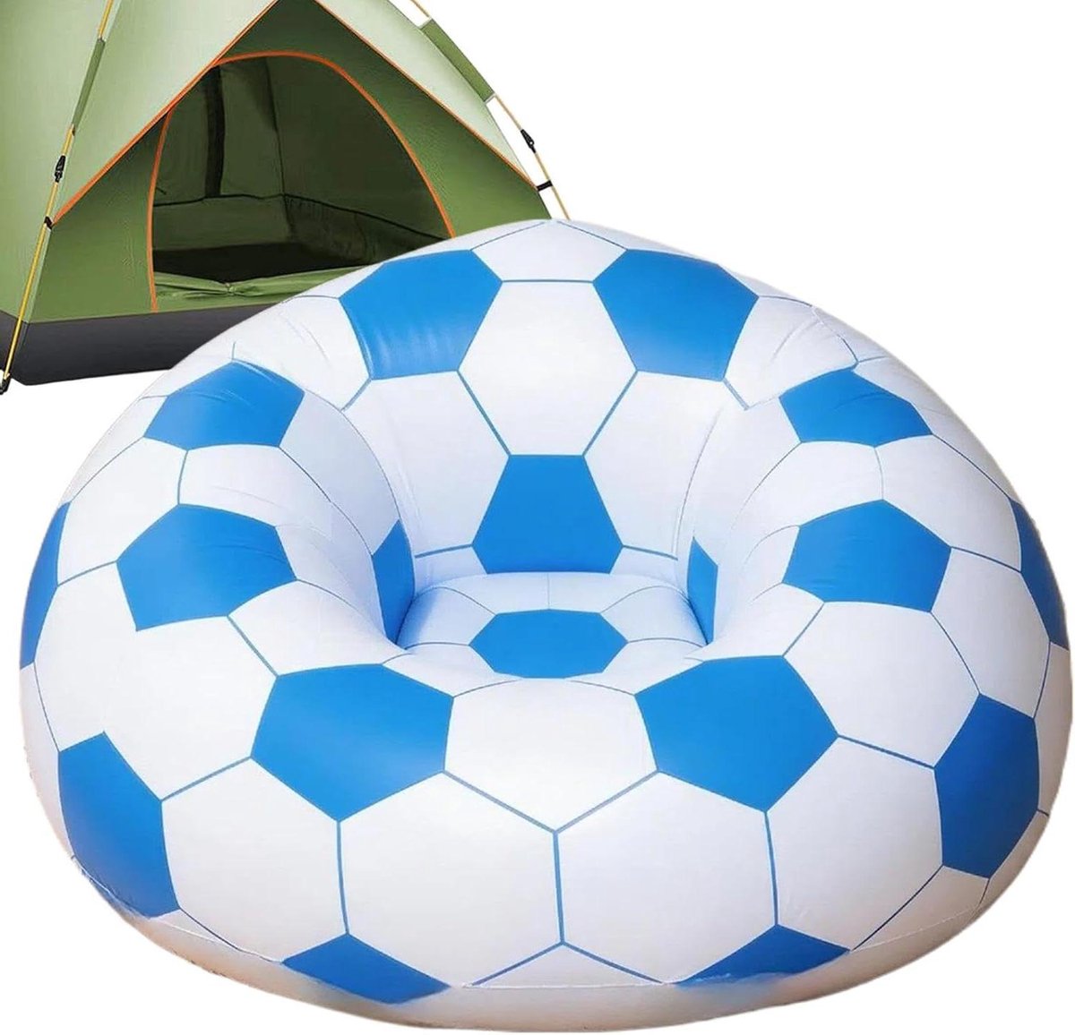 Opblaasbare Bank - Luchtbank Stoel - Buiten Ontspannen - Voetbal Thema - 105x80cm - Blauw