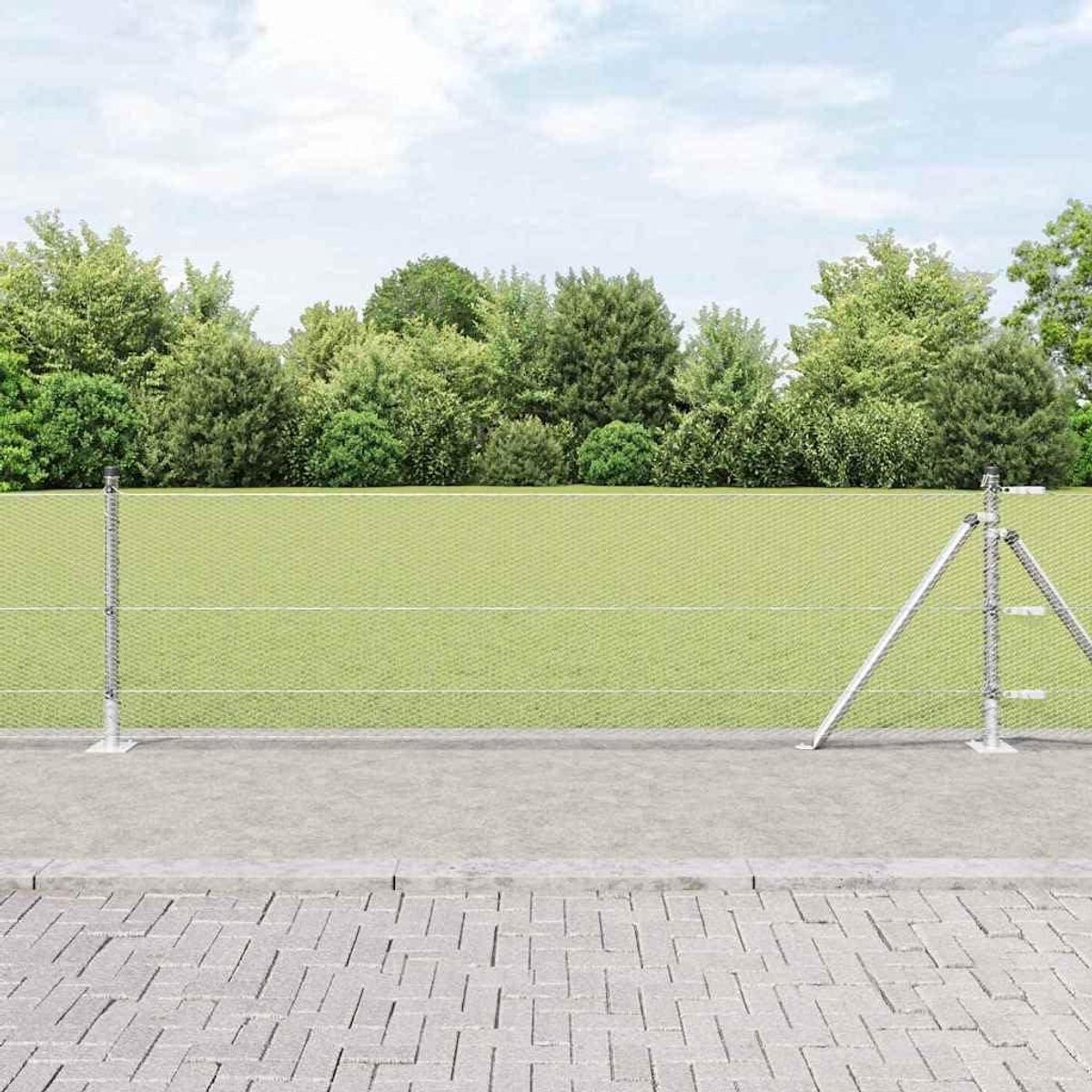 Stalen Balustrade Palen - Buiten Hekpalen - Stabiliteit Tuinhek - Weerbestendige Coating - 5000 x 32 x 60 cm - Zilver