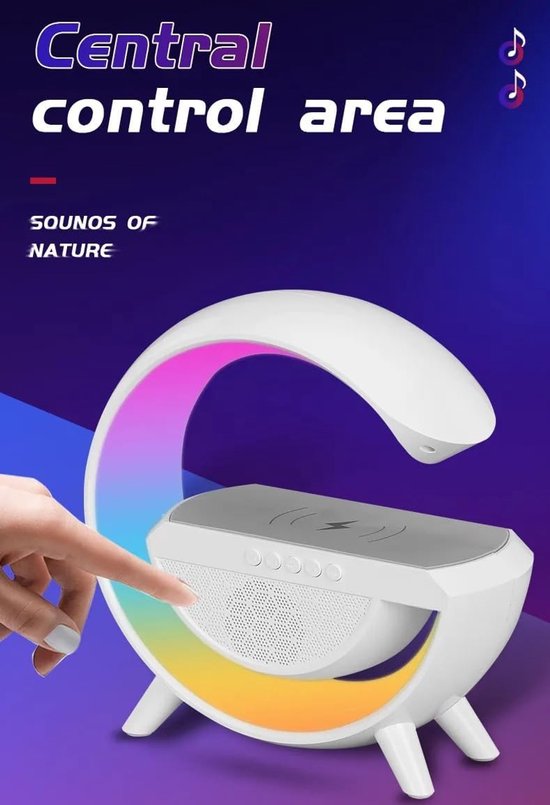 Draadloze Oplader Lamp - Sfeerlicht Geluidsmachine - Ontwaken en Ontspannen - Gepersonaliseerde Wekmodus - 23.5 cm Hoog - Zwart — afbeelding 5